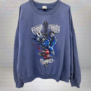 Vintage Orange County Choppers Sweatshirt | Patriotic Biker Crewneck | USA Eagle Graphic Pullover | 2000s Motorcycle Streetwear | Size 2XL