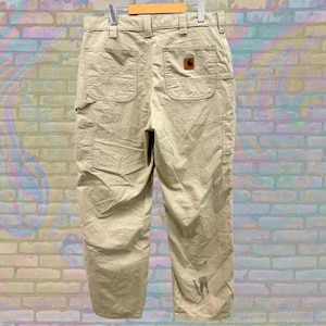 Carhartt Beige Carpenter Pants Regular Straight Traditional Fit Y2K, RN 14806, Size 34 (34x32)