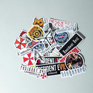 Set di 25 adesivi Resident Evil Videogioco / Collezione di adesivi / Adesivi in vinile per videogiochi / Adesivi stampati per videogiochi / RE-1 / Europa
