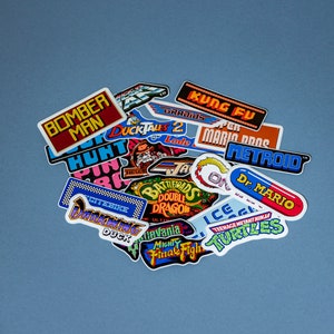 Set di 21 adesivi NES per giochi a 8 bit / Collezione di adesivi 8 bit / Adesivi in vinile per giochi / Adesivi stampati per giochi / NE-1 / Europa