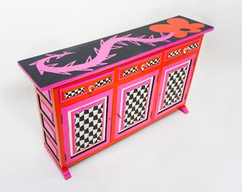Spiky flower fantasy colourful style custom painted console.