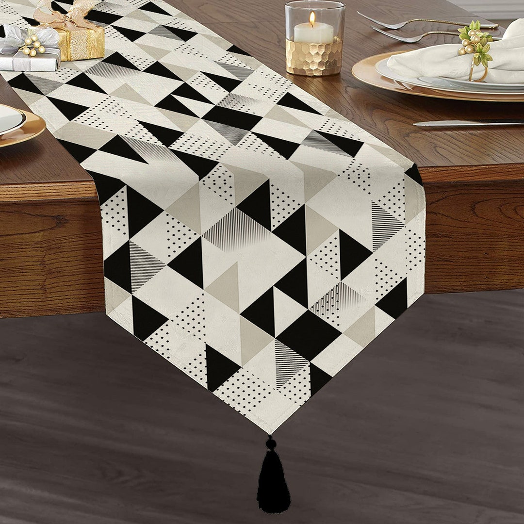 Avantgarde Table Runner Black Table Runner Gray Table Etsy