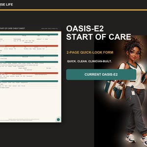OASIS-E2 Start of Care Cheat Sheet | Home Health Nurse SOC Quick Look Form PDF