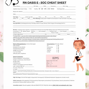RN Oasis E Start of Care cheat sheet GUIDE for home health Clinicians
