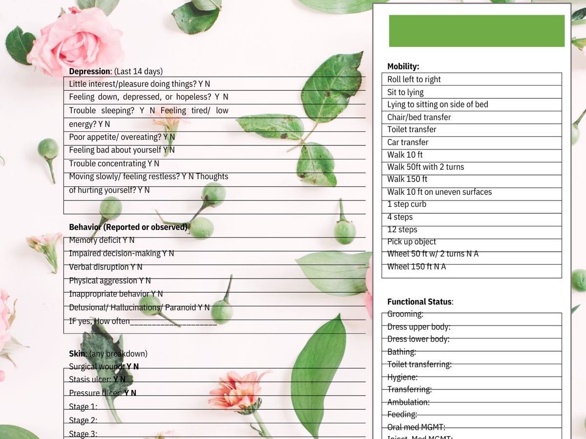 RN Oasis E Start of Care Cheat Sheet GUIDE for Home Health Etsy UK
