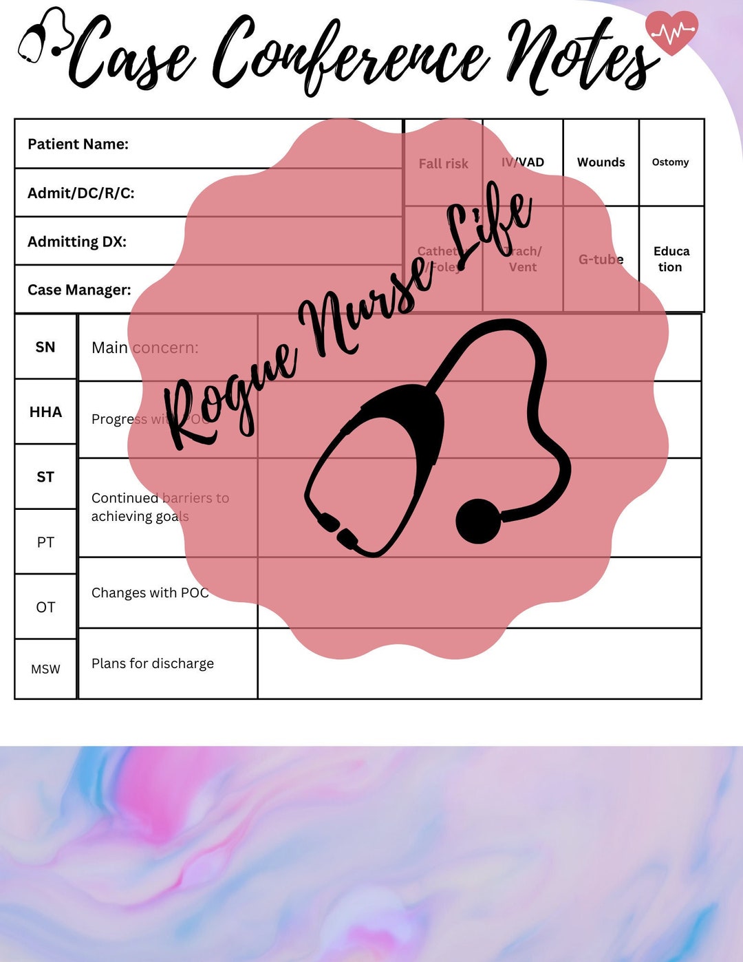 Case Conference Notes PDF Home Health Nurse OT PT Etsy