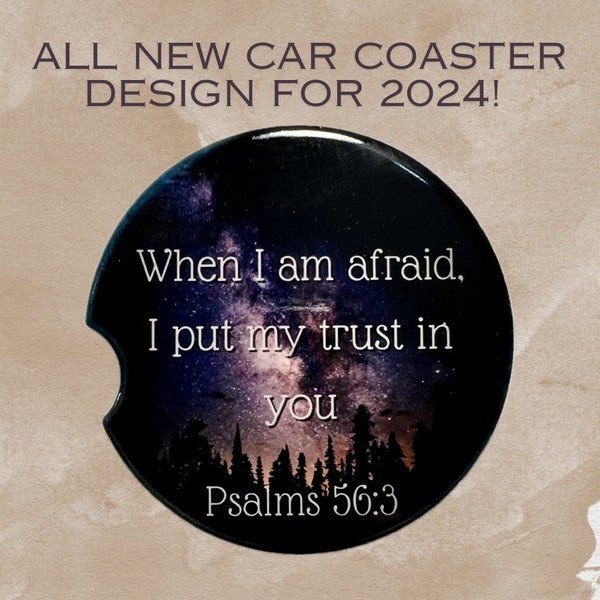 Year Text Car Coasters JW Gifts Psalms 56:3