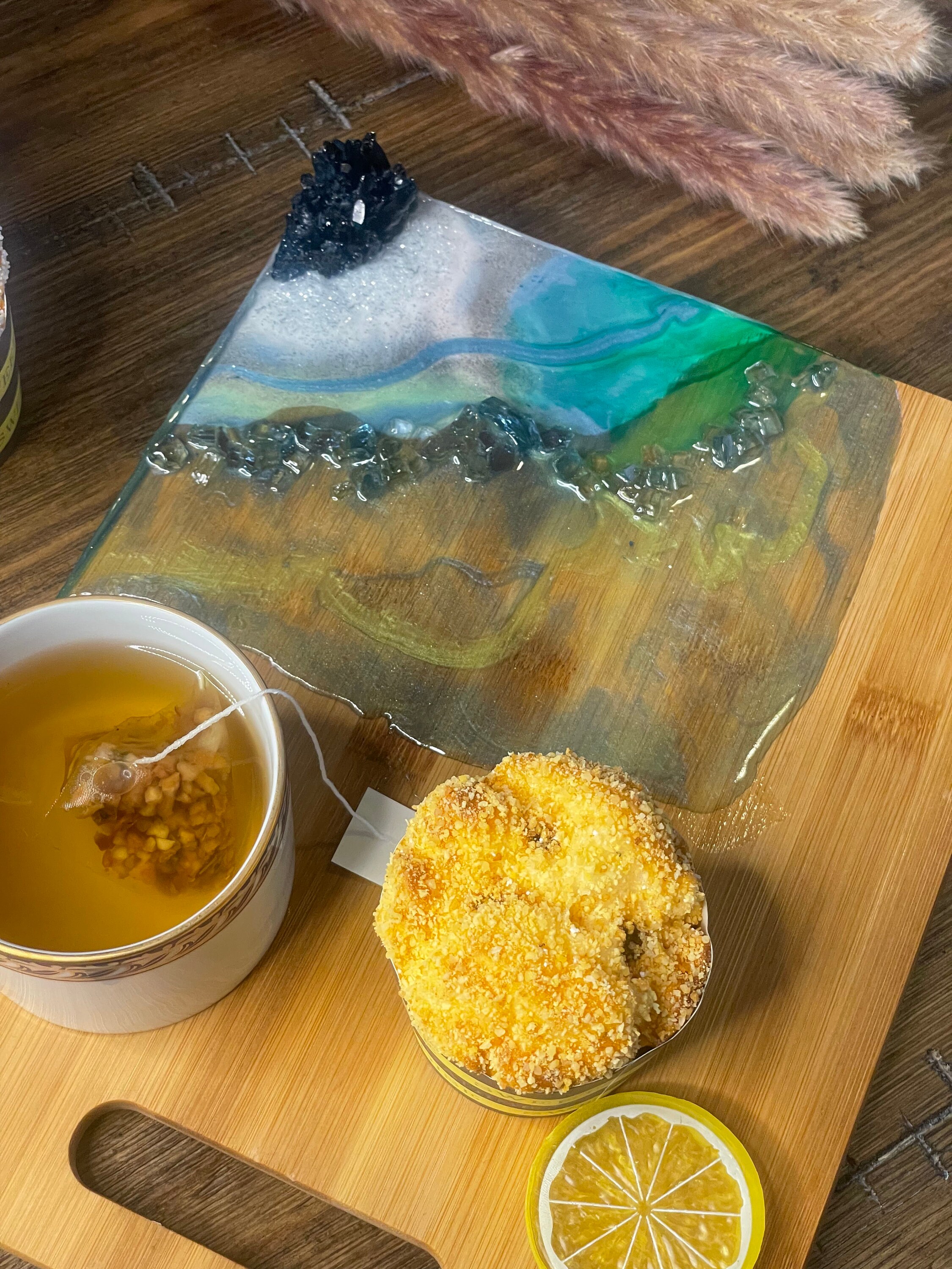 Gzcmxh Schneidebrett Aus Harz - Handgefertigt Mit Wellenmuster Für Charcuterie