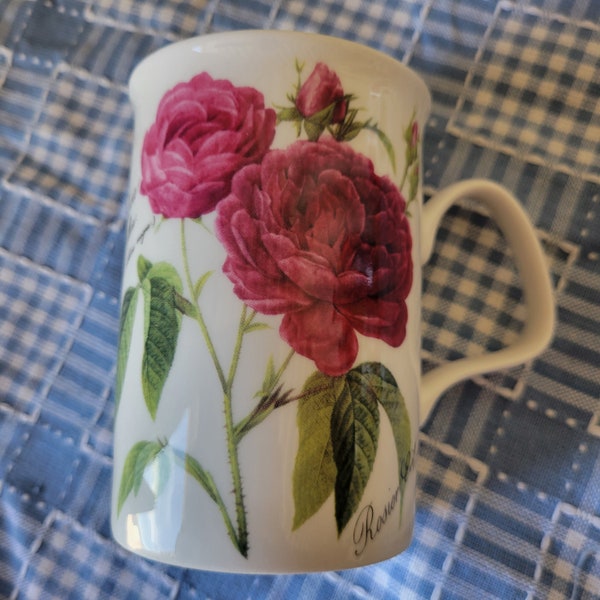 Redoute Roses Mugs, fine bone china, coffee cups,