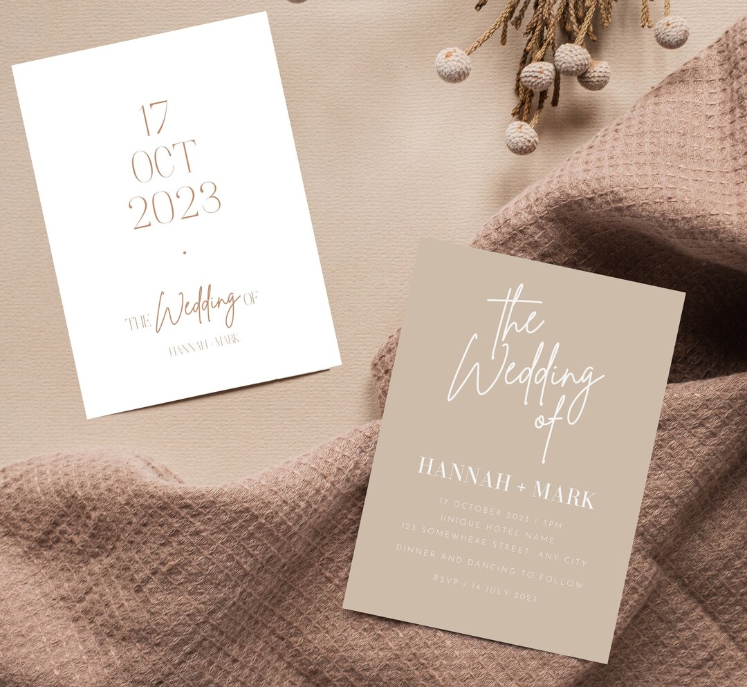 Unique Wedding Invitation Template Download, Neutral Editable Wedding