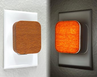 Lacewood Plug In Night Light: Automatic Dimming LED Wooden Lamp