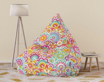 Kids Bean Bag Chair Cover Colourful Flowers