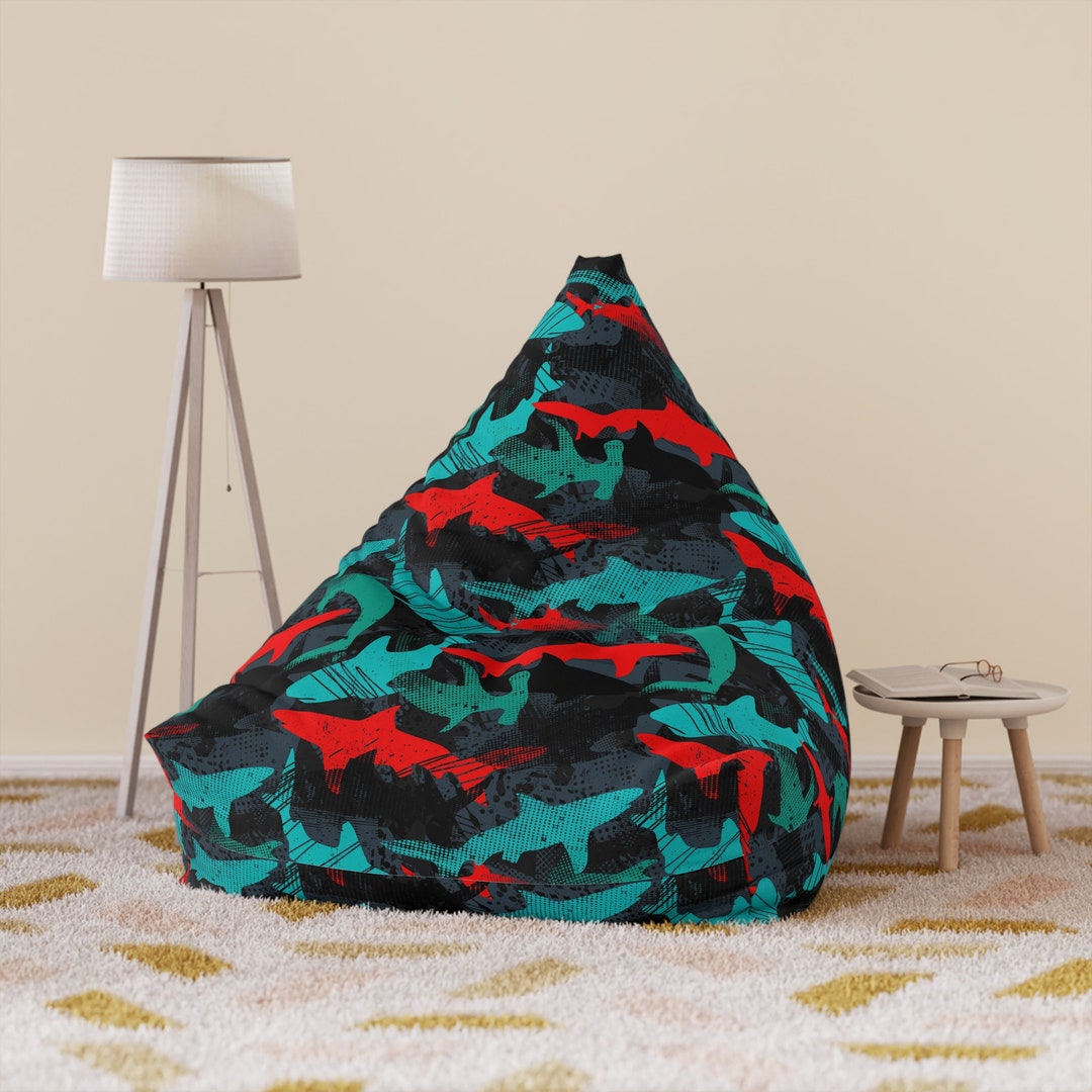Retro Sharks Bean Bag Kids Bean Bag Chair Cover Shark Under Etsy