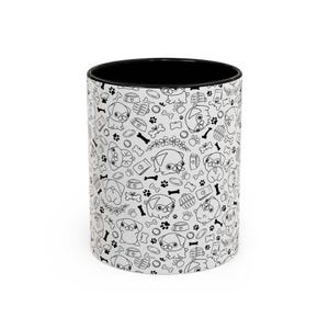 Cute Pug Pet-Themed Accent Coffee Mug | Perfect Gift for Animal Lovers, Dog Owners, Pet Lovers, Birthday Gift, Black and White Design