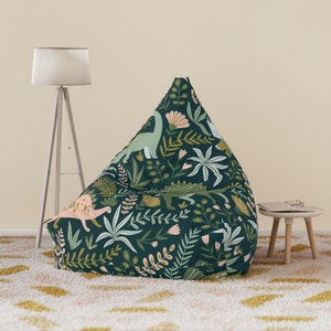 Dinosaurs tropical leaves and flowers bean bag Kids Bean Bag Chair Cover Gifts for kids adult bean Bag cover