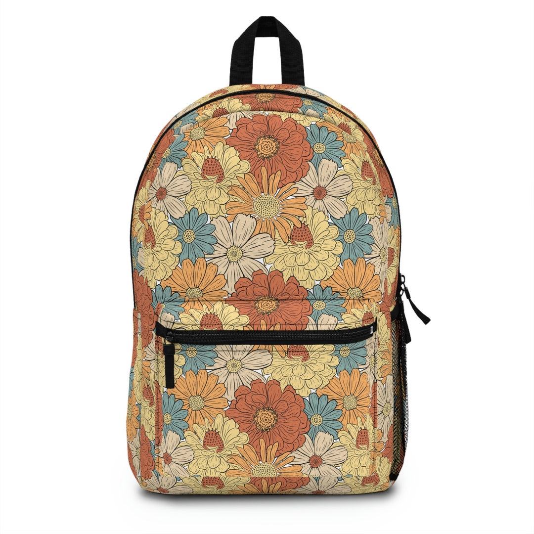 60's Hippy Bag Retro Flower Backpack,cottagecore Backpack, Vintage
