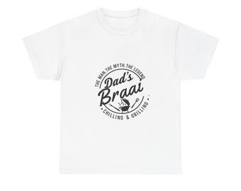 Dad's Braai South African Braaing Rugby Shirt,  Afrikaans / Braai Unisex Heavy Cotton Tee
