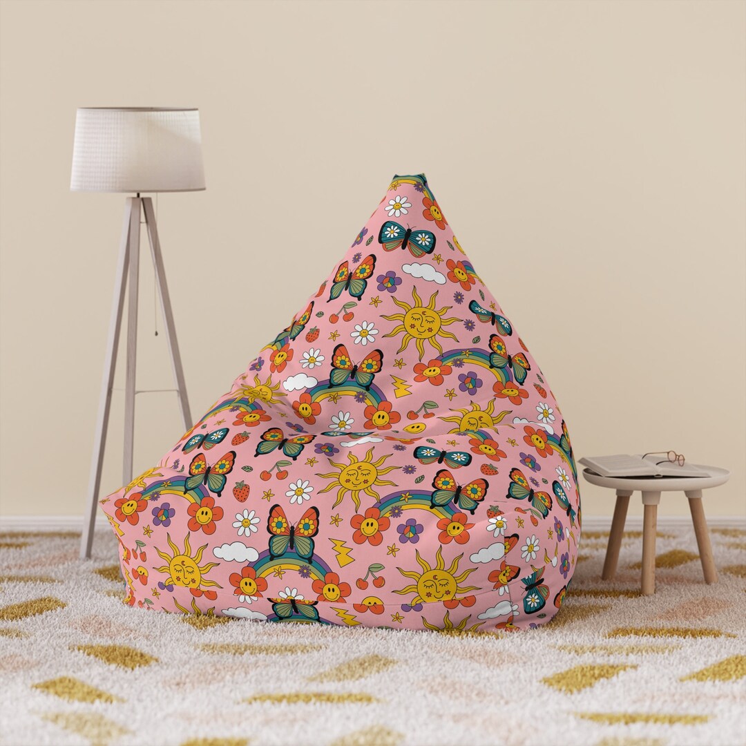 Retro Rainbows and Sunshine Bean Bag Kids Bean Bag Chair Cover Gifts