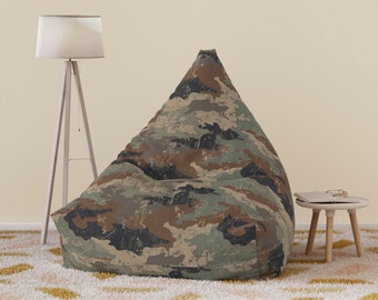 Camo / Camouflage brown, green and tan bean bag Kids Bean Bag Chair Cover