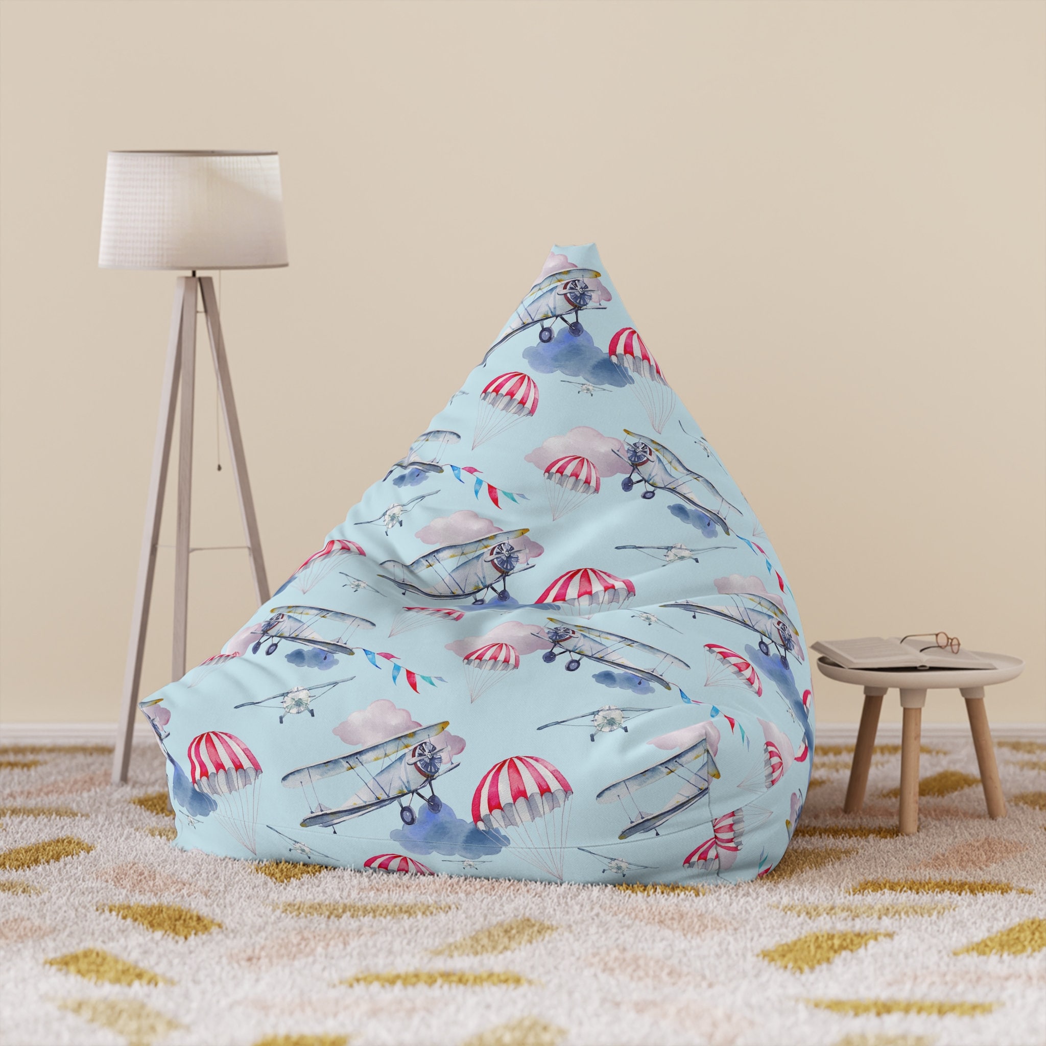 Retro Airplanes Kids Bean Bag Chair Cover Airplanes Etsy