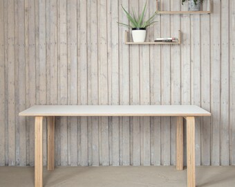 Handmade Scandinavian Plywood Birch Desk - Contemporary White Home, Office and Dining Table, Customizable Sizes