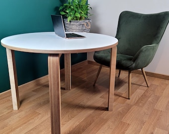 Handmade Round Dining and Coffee Table - Contemporary Artek Style with Baltic Birch Plywood and Customizable Sizes