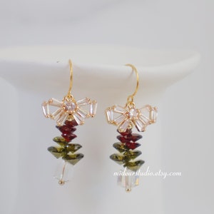 Handmade Creative earring Christmas tree dangle earring, Christmas earring, gift for her Korean style  925 Sterling Silver dangle Earrings