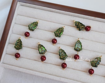 Boucle d'oreille créative faite main, boucle d'oreille d'arbre de Noël, perle tchèque, cadeau pour elle, style coréen, boucles d'oreilles de vacances