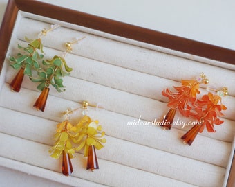 Boucles d'oreilles créatives faites main d'arbre de Noël, boucles d'oreilles pendantes d'expoxy, bijoux de pin, cadeau de vacances pour elle, style coréen