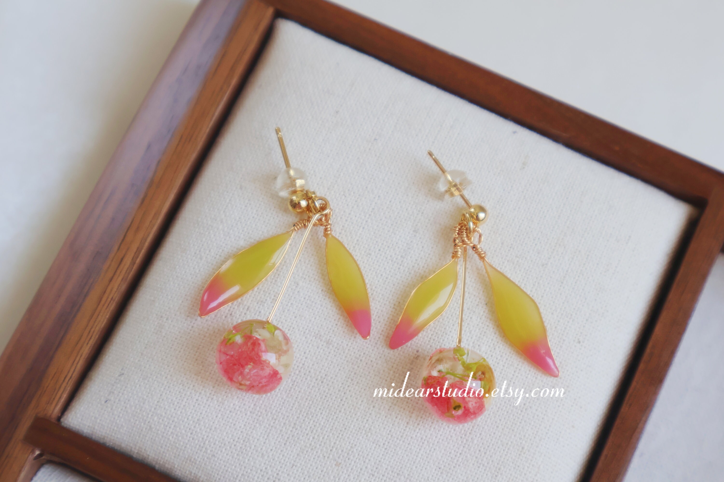 Spring Flower Dangle Earrings/made With Real Flower/fruit Earring/ Gift ...