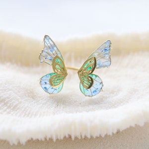 Handmade Creative ring  Multi-Color butterfly ring, wing ring. gift for her Korean style Titanium steel gold  ring