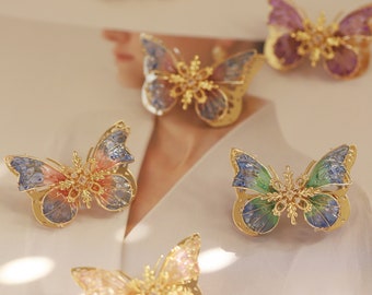 Handmade Creative  butterfly brooch pins multi-Color butterfly lapel pin gift for her Korean style Women  Insect Pin Safety Pin