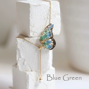 Handmade Creative necklace,Multi-Color butterfly necklace. pearl wing necklace, gift for her, Korean style, epoxy necklace