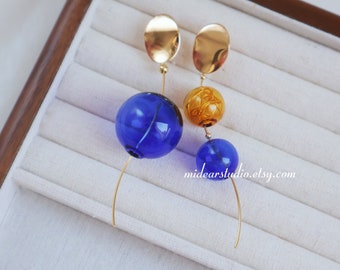 Boucles d'oreilles pendantes en verre créatives faites main Boucles d'oreilles pendantes en forme de bulles multicolores, cadeau pour elle