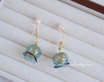 Boucles d'oreilles pendantes en verre créatives faites main Boucles d'oreilles pendantes en forme de bulles multicolores, cadeau pour elle