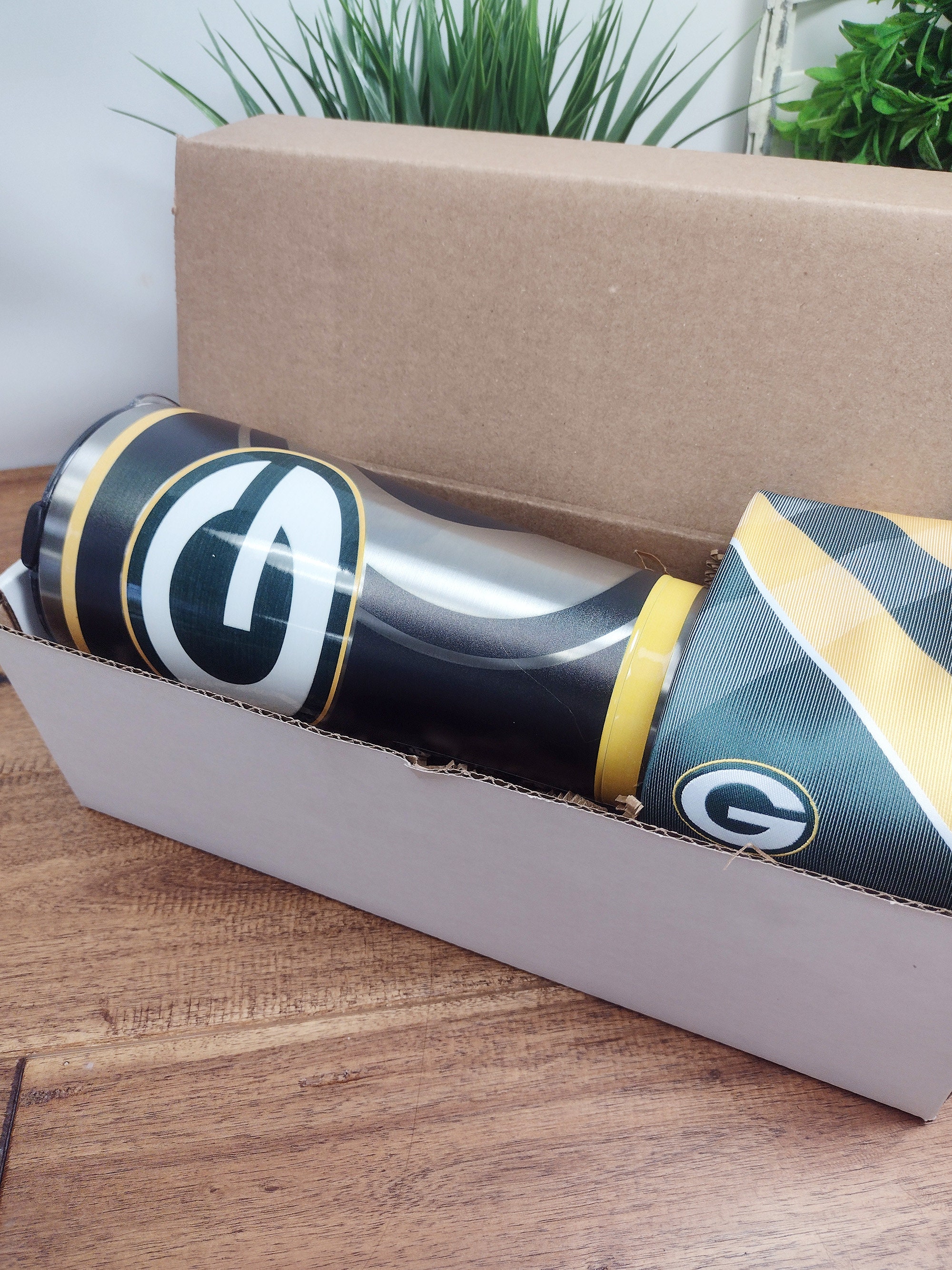 Green Bay Packers Tumbler Necktie Gift Box Set Fathers Day Etsy