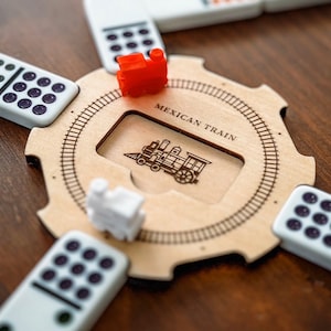 Mexican Train Hub, Dominoes Game, Wooden Game Board, Lasercut Hub
