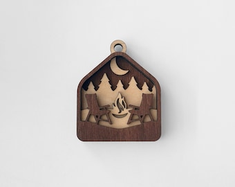 Campfire Christmas Ornament, Wooden Christmas Ornament, Christmas Decor, Christmas Tree Ornament