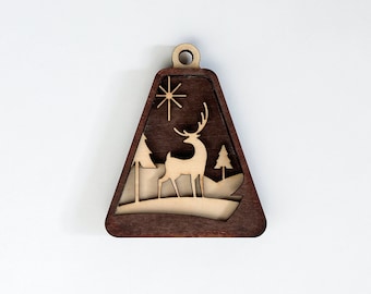 Woodland Deer Christmas Ornament, Scandinavian Ornament, Folk Ornament, Wooden Christmas Ornament, Christmas Decor, Christmas Tree Ornament