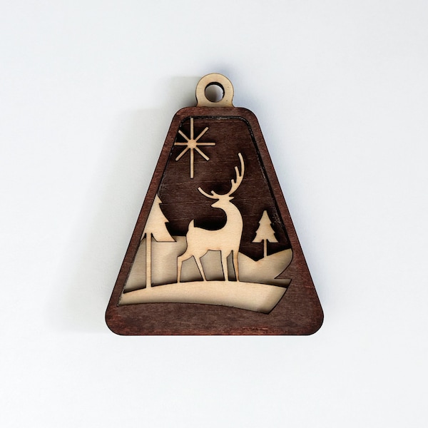 Woodland Deer Christmas Ornament, Scandinavian Ornament, Folk Ornament, Wooden Christmas Ornament, Christmas Decor, Christmas Tree Ornament