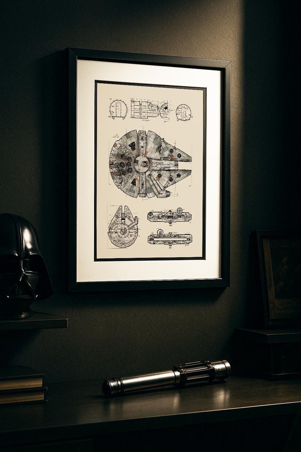 Millennium Falcon Star Wars Blueprint | Printable Wall Art | Digital ...