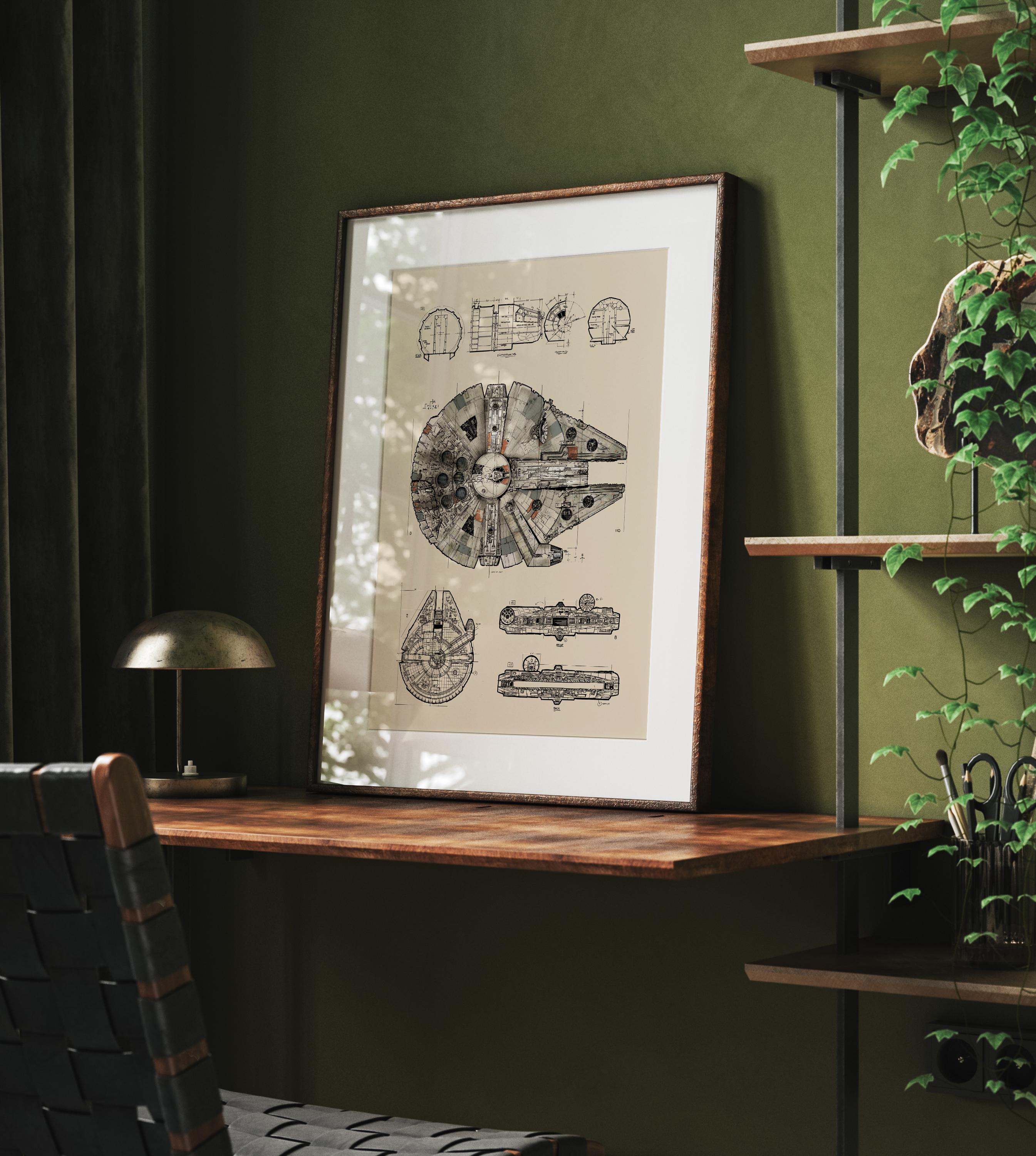 Millennium Falcon Star Wars Blueprint | Printable Wall Art | Digital ...