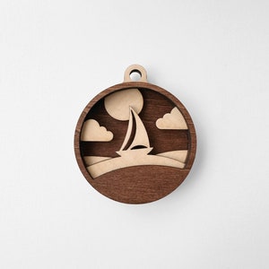 Sailboat Christmas Ornament, Unique Holiday Gift, Wooden Christmas Decorations, Rustic Nautical Decor