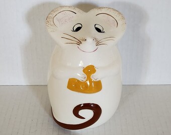 Vintage Mouse Parmesan Cheese Shaker Ceramic Kitchen Tool Farmhouse Decor