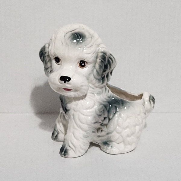 Vintage Poodle Dog Kitschy Ceramic Planter Pot