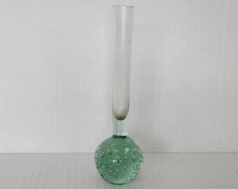 Vintage Seafoam Green Glass Bubble Bud Vase Single Flower Gift