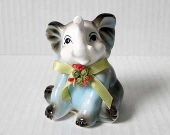 Vintage Kitschy Elephant Ceramic Figurine