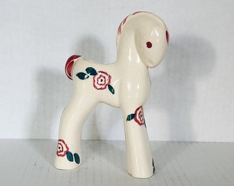 Vintage Folk Art Ceramic Horse Bud Base Planter Pony Floral Candle Holder