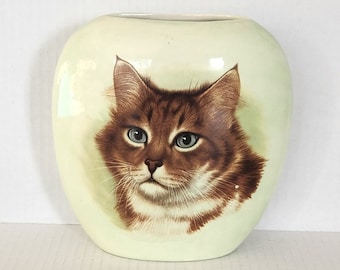 Vintage 1985 Minouettes by C Pradalie Green Cat Eyed Vase - Etsy