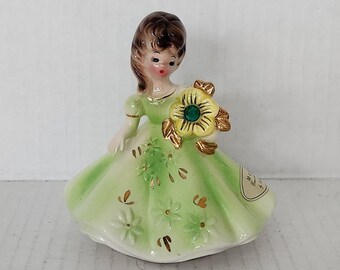 Vintage Josef Originals May Birthstone Doll Emerald Birthday Girl Figurine